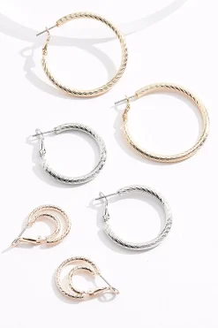 Tri- Color Hoop Earring Set
