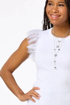 Tulle Sleeve Sweater Tank