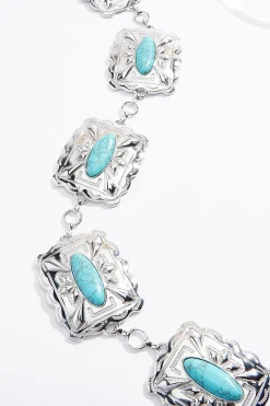 Turquoise Rectangle Chain Belt