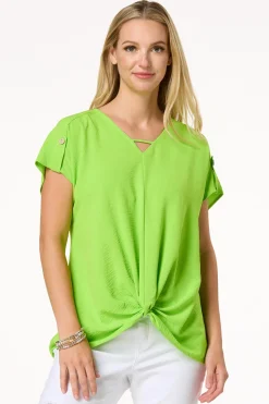 Twist Hem V- Neck Top