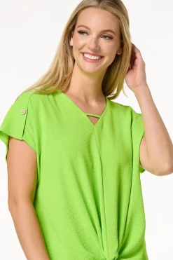 Twist Hem V- Neck Top
