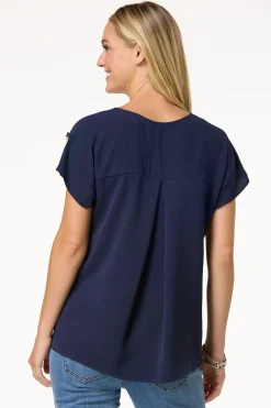 Twist Hem V- Neck Top
