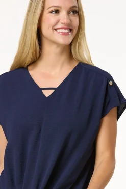 Twist Hem V- Neck Top
