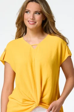 Twist Hem V- Neck Top