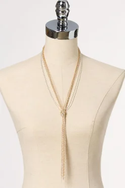 Two- Tone Beaded Knot Y- Necklace
