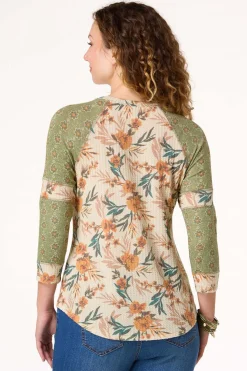 Waffled Floral Baseball Top