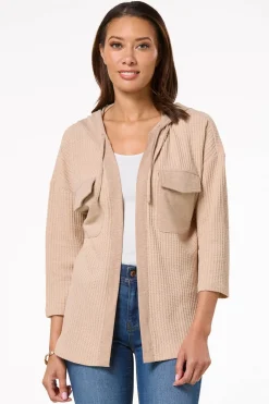 Waffled Hooded Cardigan
