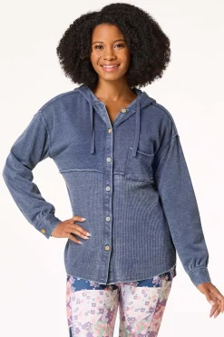 Waffled Indigo Shacket