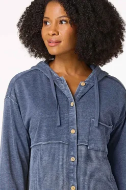 Waffled Indigo Shacket