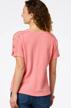 Waffled Lace Trim Top