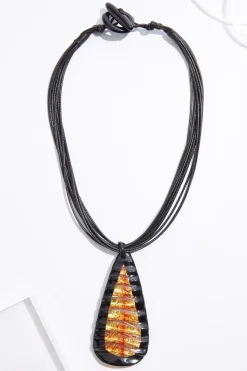 Wavy Pendant Cord Necklace
