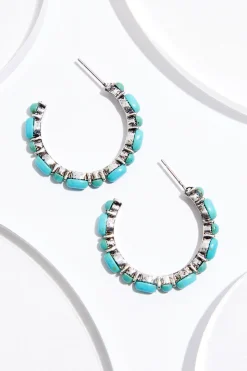 Western Turquoise Hoop Earrings