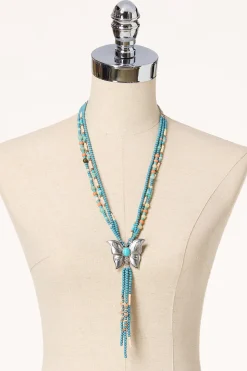 Western Wood Butterfly Necklace Set