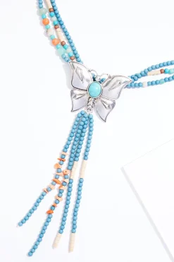 Western Wood Butterfly Necklace Set