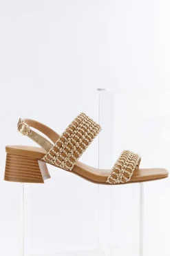Whipstitch Low Heel Sandals