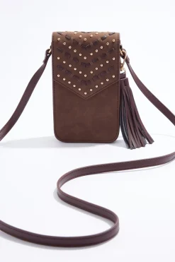 Whipstitch Stud Cellphone Crossbody