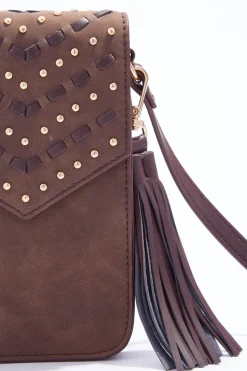 Whipstitch Stud Cellphone Crossbody