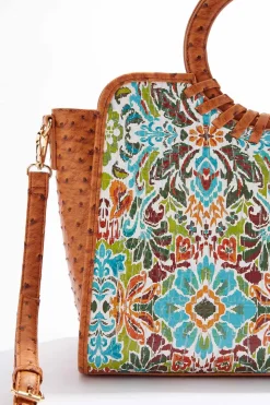 Whipstitch Trim Patterned Satchel
