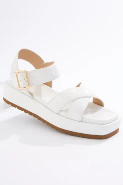 White Croc Crossband Sandals