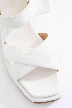 White Croc Crossband Sandals