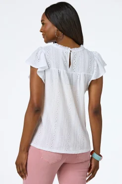 White Crochet Eyelet Top