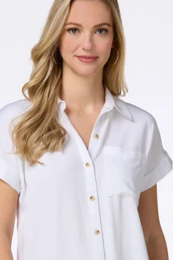 White Cuffed Sleeve Shirt