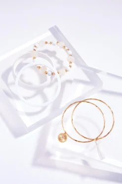 White Gold Mixed Bracelet Set