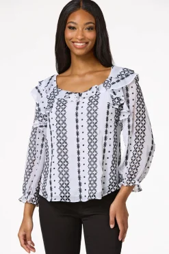 White Ruffled Eyelet Top