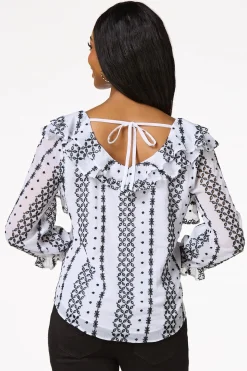 White Ruffled Eyelet Top