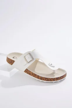 White Thong Footbed Sandals
