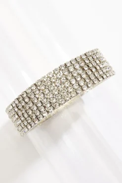Wide Rhinestone Stretch Bracelet