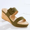 Wide Width Buckle Band Cork Wedges