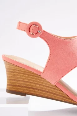 Wide Width Faux Suede Thong Wedge Sandals