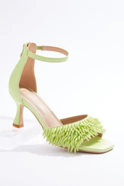 Wide Width Fringe Bead Dressy Heel Sandals