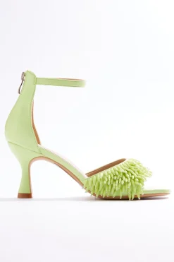 Wide Width Fringe Bead Dressy Heel Sandals