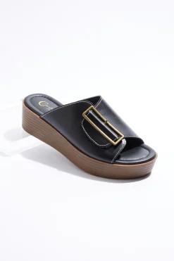 Wide Width Large Buckle Slide Sandals