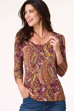 Wine Paisley Top