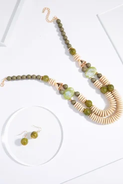Wood Accordion Necklace Set
