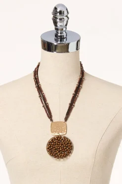 Wood Cluster Pendant Necklace