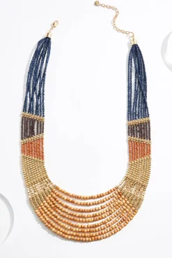 Wood Color Bead Tribal Necklace
