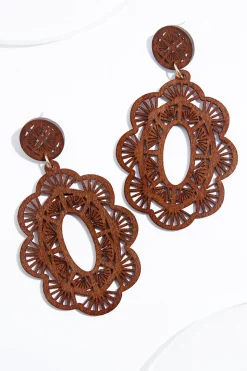Wood Cutout Filigree Earrings