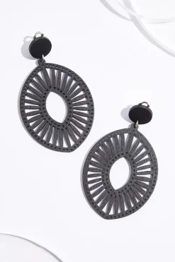 Wood Fan Clip- On Earrings