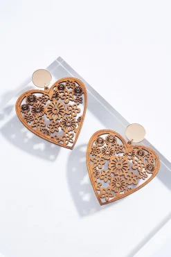 Wood Heart Earrings