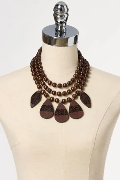 Wood Layered Short Necklace