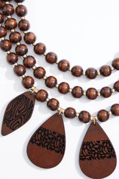 Wood Layered Short Necklace