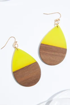 Wood Lucite Tear Earrings