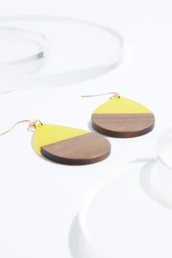 Wood Lucite Tear Earrings
