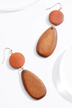 Wood Oval Circle Earrings