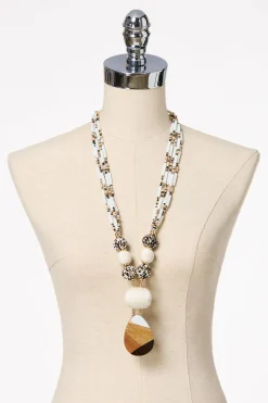 Wood Pendant Thread Tribal Necklace