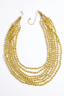 Wood Seed Bead Layered Necklace